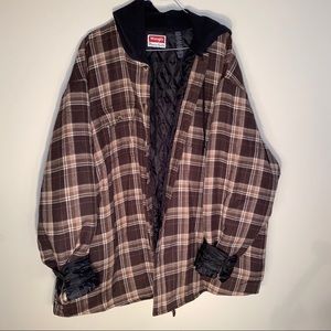 Wrangler brown lightweight plaid hooded jacket 3XL